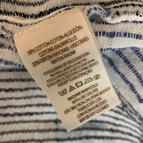 Free People Top Hooded Henley Button Down Blue and White Stripe Oversized - Picture 9 of 9